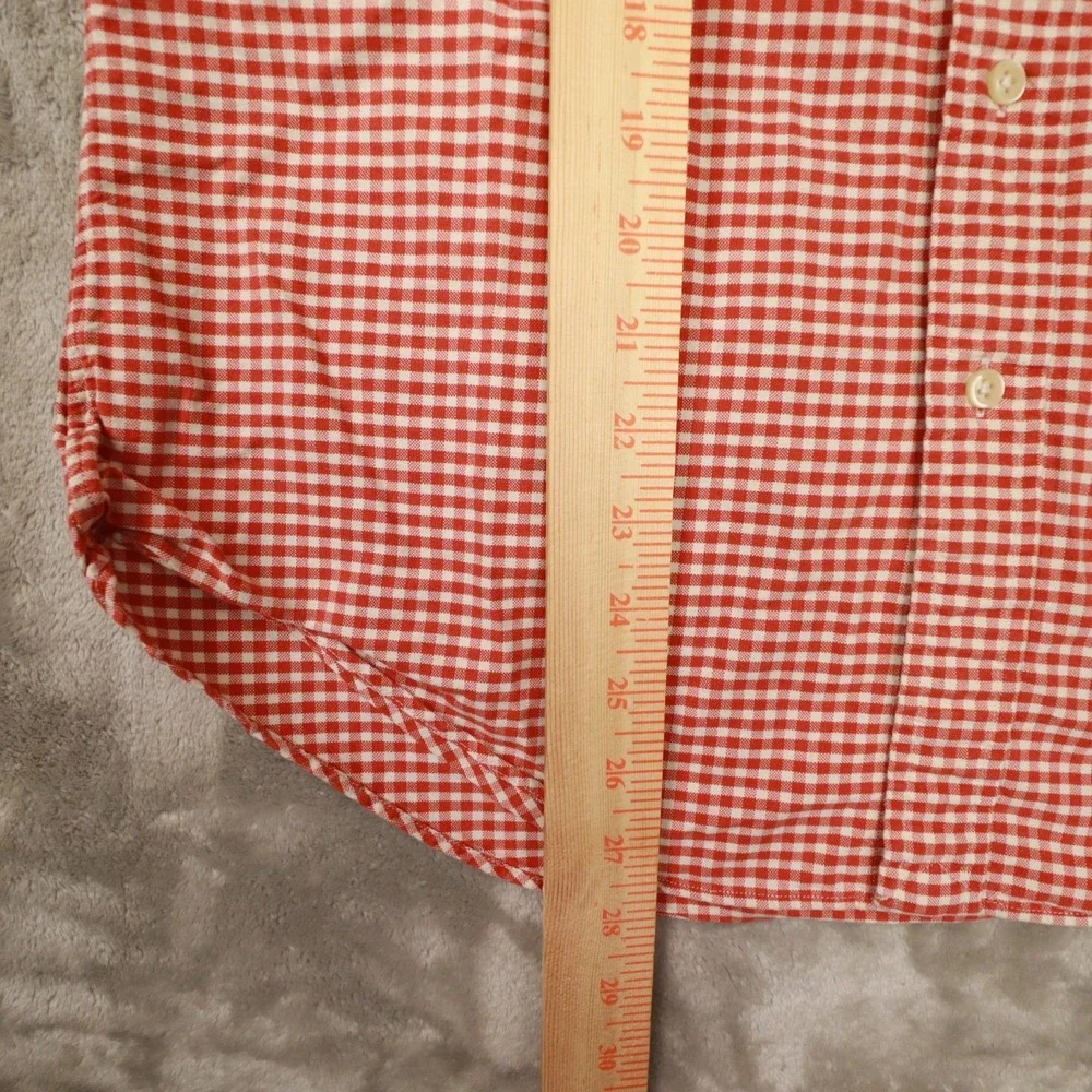 Ralph Lauren‎ Orange Custom Fit Gingham Check Button Up Shirt Men's size Small - Picture 7 of 8